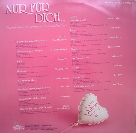 Various ‎– албум Nur Für Dich...Die Schönsten Romantischen Deutschen Schlager - Img 2
