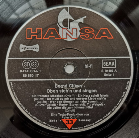 Bernd Clüver – албум Oben Steh'n Und Singen - Img 3