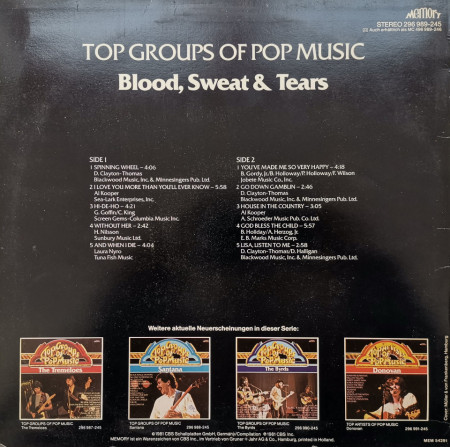 Blood, Sweat &amp; Tears – албум Top Groups Of Pop Music - Img 2