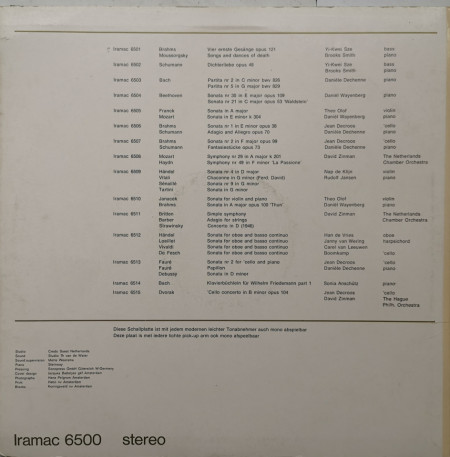 Dechenne Van Klijn Jansen – албум Ouverture Iramac - Img 2