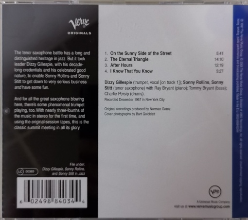 Dizzy Gillespie / Sonny Stitt / Sonny Rollins – албум Sonny Side Up (CD) - Img 2
