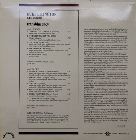 Duke Ellington &amp; His Orchestra – албум Transblucency - Img 2