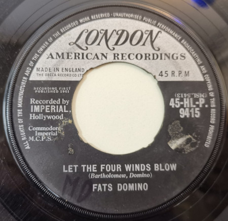 Fats Domino ‎– сингъл Let The Four Winds Blow / Good Hearted Man