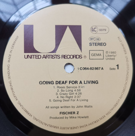 Fischer-Z – албум Going Deaf For A Living - Img 3