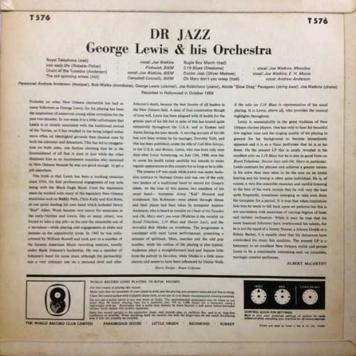 George Lewis &amp; His Orchestra – албум Dr. Jazz - Img 2