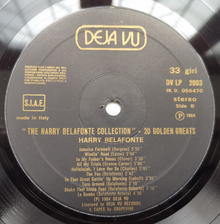 Harry Belafonte – албум The Harry Belafonte Collection - 20 Golden Greats - Img 3