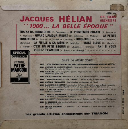 Jacques Hélian Et Son Orchestre – сингъл La Belle Epoque 1900 - Img 3