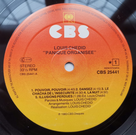 Louis Chedid – албум Panique Organisée - Img 3