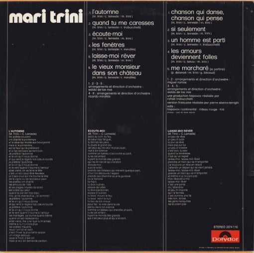 Mari Trini – албум L'Automne - Img 2