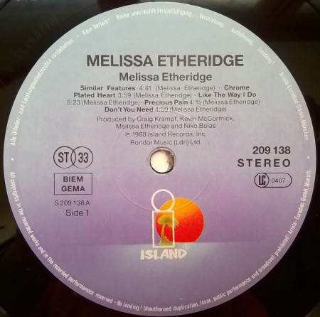 Melissa Etheridge ‎– албум Melissa Etheridge - Img 2