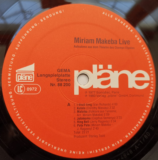 Miriam Makeba – албум Live - Img 3
