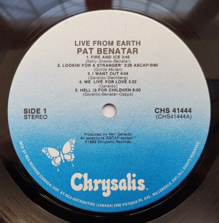 Pat Benatar ‎– албум Live From Earth - Img 3