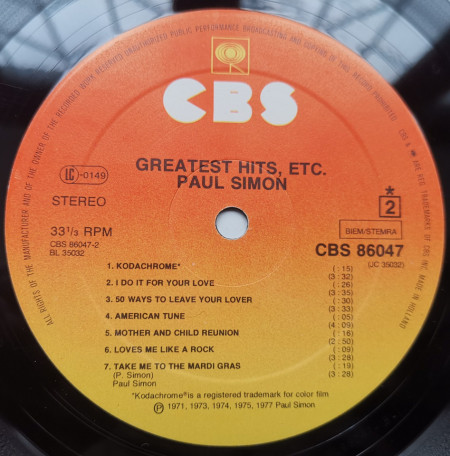 Paul Simon – албум Greatest Hits, Etc. - Img 2