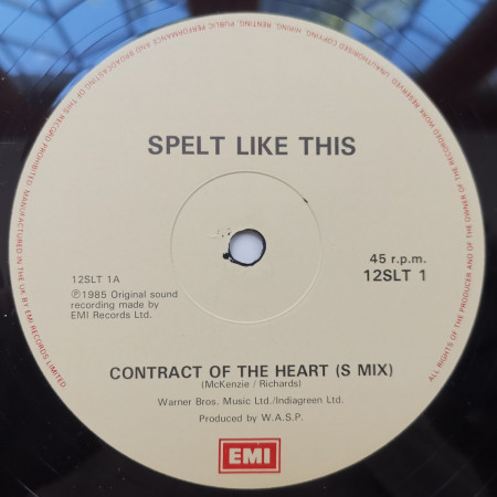 Spelt Like This – сингъл Contract Of The Heart - Img 3