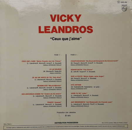 Vicky Leandros – албум Ceux Que J&#039;Aime - Img 2