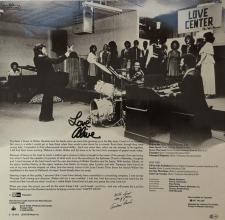 Walter Hawkins And The Love Center Choir ‎– албум Love Alive - Img 2