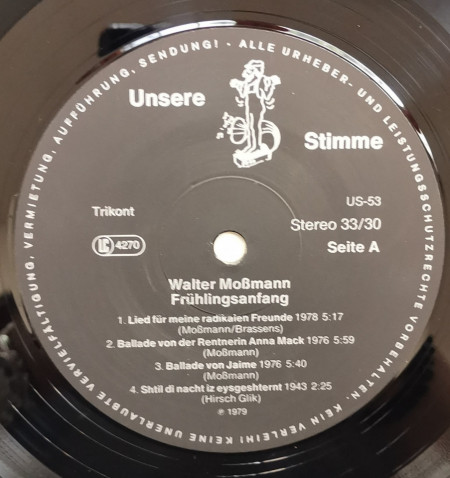 Walter Mossmann – албум Frühlingsanfang - Img 2