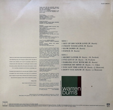Warren Burris – албум Warren Burris - Img 2