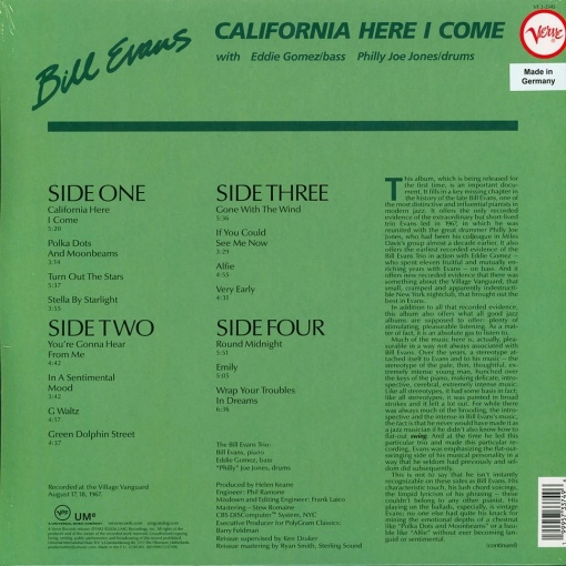 BILL EVANS - CALIFORNIA HERE I COME (2xLP) - Img 3