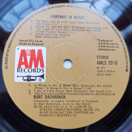 Burt Bacharach – албум Portrait In Music - Img 3