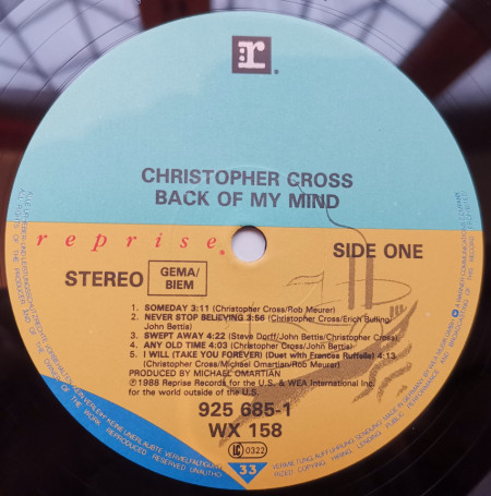 Christopher Cross – албум Back Of My Mind - Img 3