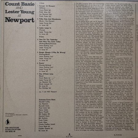 Count Basie, Lester Young – албум Count Basie And Lester Young At Newport - Img 3