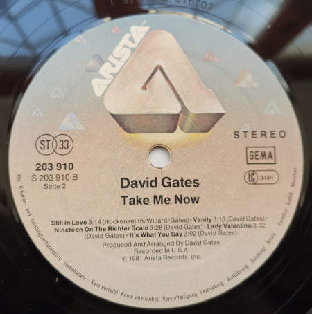 David Gates – албум Take Me Now - Img 3