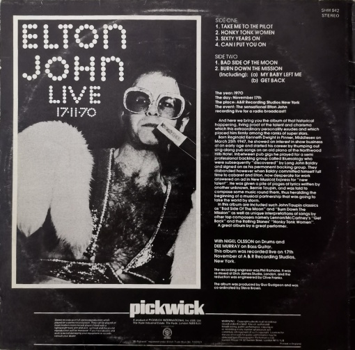 Elton John – албум Elton John Live 17-11-70 - Img 3