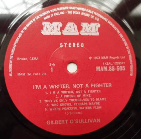 Gilbert O'Sullivan – албум I'm A Writer, Not A Fighter - Img 3