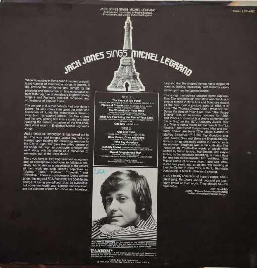 Jack Jones – албум Sings Michel Legrand - Img 2