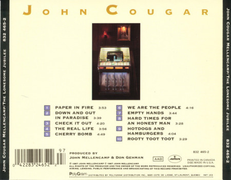 John Cougar Mellencamp ‎– албум The Lonesome Jubilee (CD) - Img 2