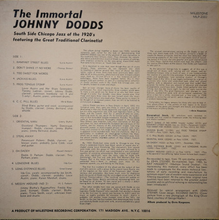 Johnny Dodds ‎– албум The Immortal Johnny Dodds - Img 2