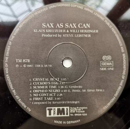 Klaus Kreuzeder &amp; Willi Herzinger – албум Sax As Sax Can - Img 3