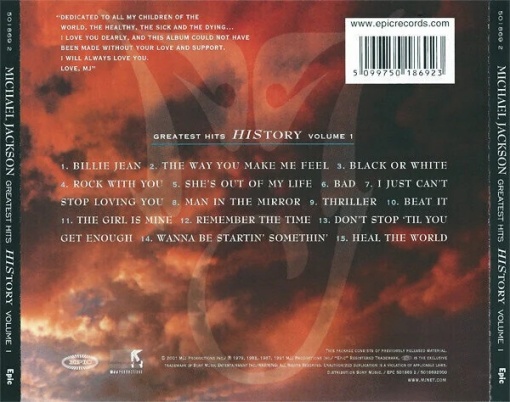 MICHAEL JACKSON - Michael Jackson Greatest Hits History Volume I (1xCD) - Img 2
