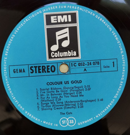 The Cats – албум Colour Us Gold - Img 3