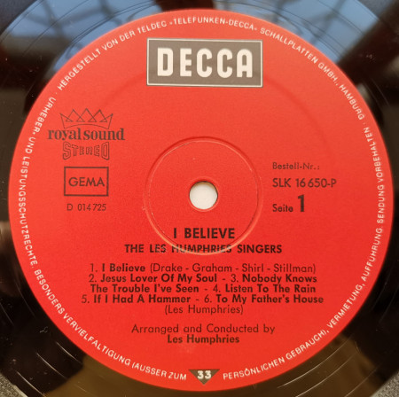 The Les Humphries Singers ‎– албум I Believe - Img 3