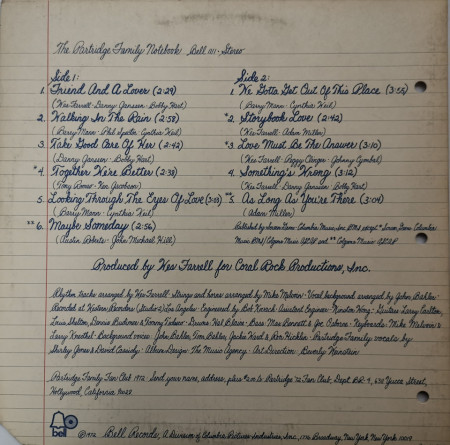 The Partridge Family Starring Shirley Jones Featuring David Cassidy ‎– албум The Partridge Family Notebook - Img 3