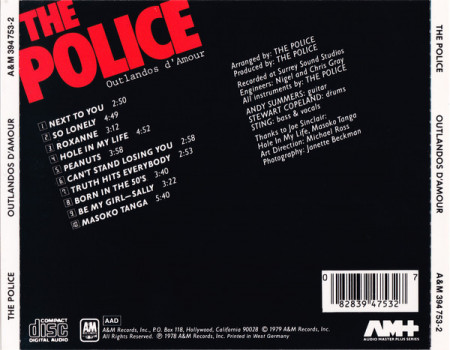 The Police ‎– албум Outlandos D&#039;Amour (CD) - Img 2