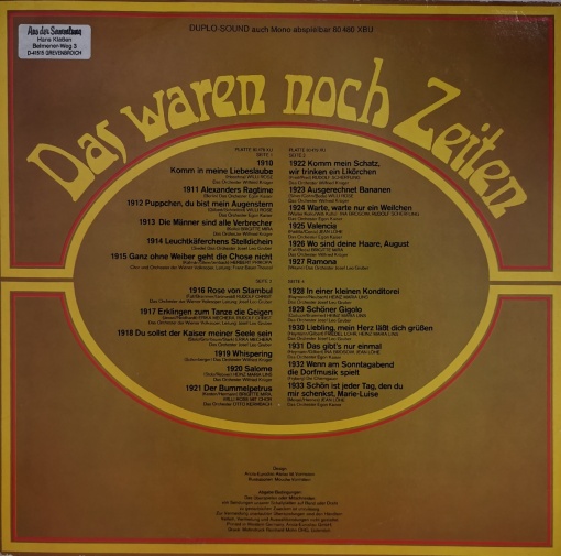 Various – албум Das Waren Noch Zeiten (Schlagerrückblende Von 1910 Bis 1933) - Img 3