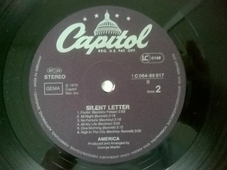 America ‎– албум Silent Letter - Img 2