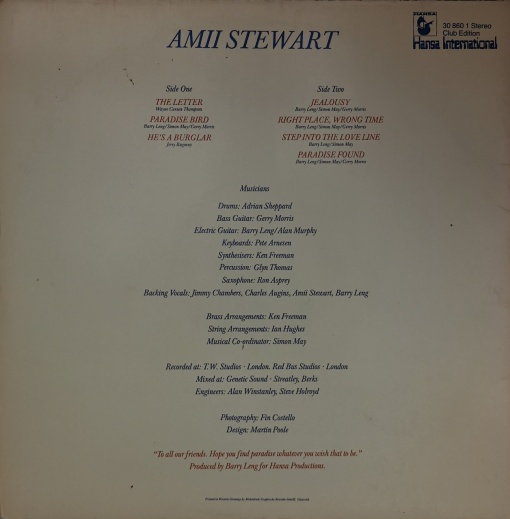 Amii Stewart – албум Paradise Bird - Img 2