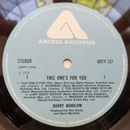 Barry Manilow – албум This One&#039;s For You - Img 3