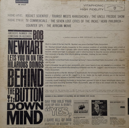 Bob Newhart – албум Behind The Button-Down Mind Of Bob Newhart - Img 3