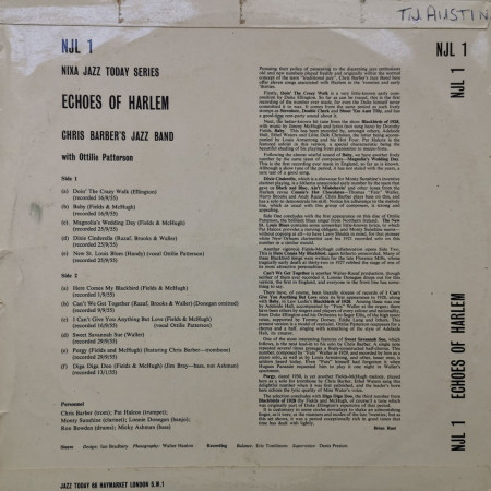 Chris Barber&#039;s Jazz Band With Ottilie Patterson – албум Echoes Of Harlem - Img 2