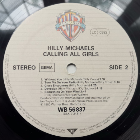 Hilly Michaels – албум Calling All Girls - Img 3