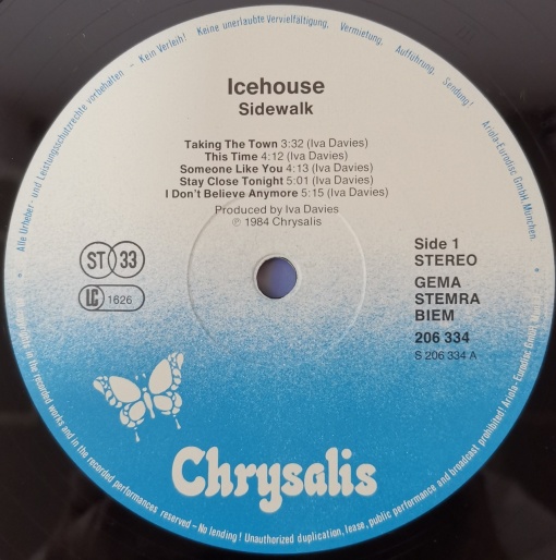 Icehouse – албум Sidewalk - Img 3
