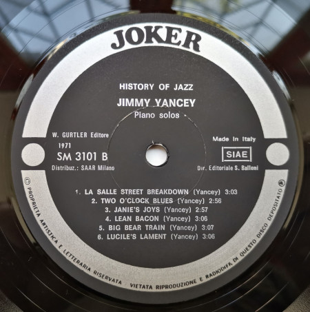 Jimmy Yancey ‎– албум Piano Solos - Img 2