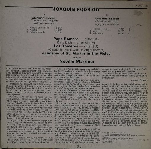 Joaquín Rodrigo – албум Concierto De Aranjuez / Concierto Andaluz - Img 2