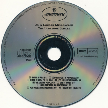 John Cougar Mellencamp ‎– албум The Lonesome Jubilee (CD) - Img 3