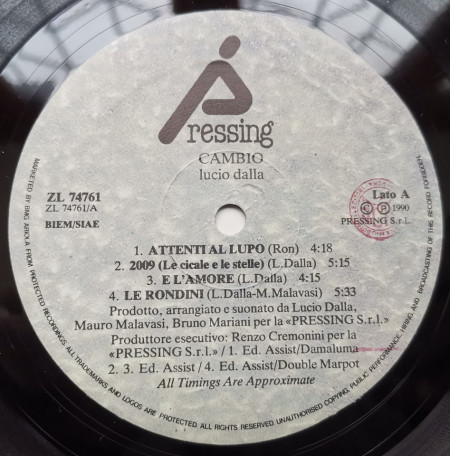 Lucio Dalla – албум Cambio - Img 3